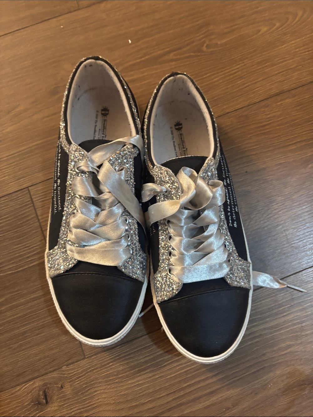 The Bradford Exchange Black & Silver Glitter Lace-Up Sneakers